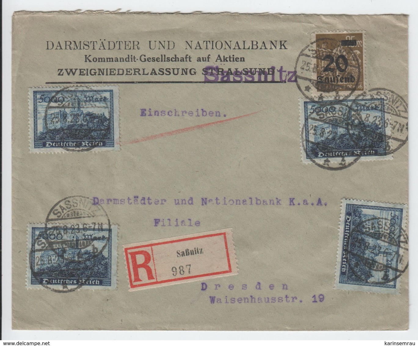 Inflation , Einschreiben Aus Sassnitz - Covers & Documents