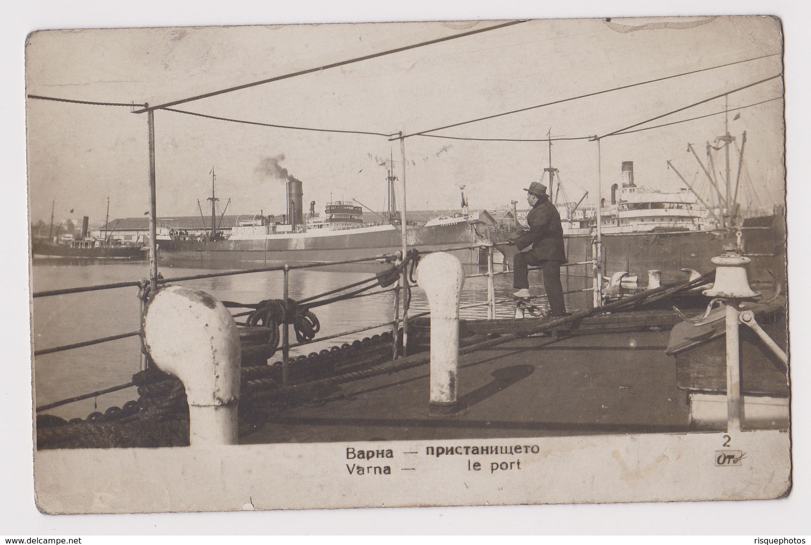 #56290 Bulgaria VARNA Port View From Old Ship Vintage 1920s Photo Postcard RPPc - Bulgaria