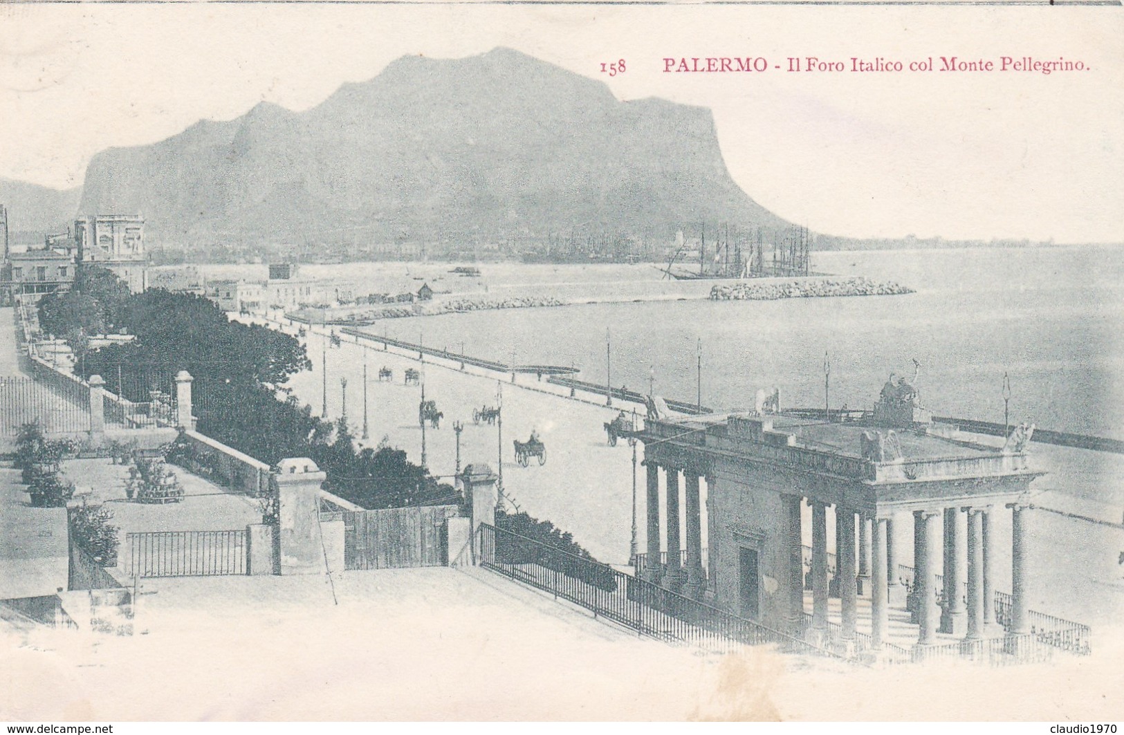 CARTOLINA - PALERMO - IL FORO ITALICO COL MONTE PELLEGRINO - VIAGGIATA PER PISA ( FRANCOBOLLO ASPORTATO) - Palermo