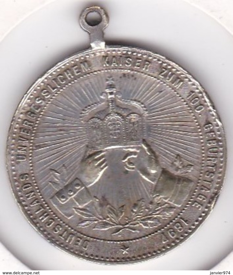 Medaille 1897 - Zum 100. Geburtstag Kaiser Wilhelm I  - Centenaire - Monarquía/ Nobleza