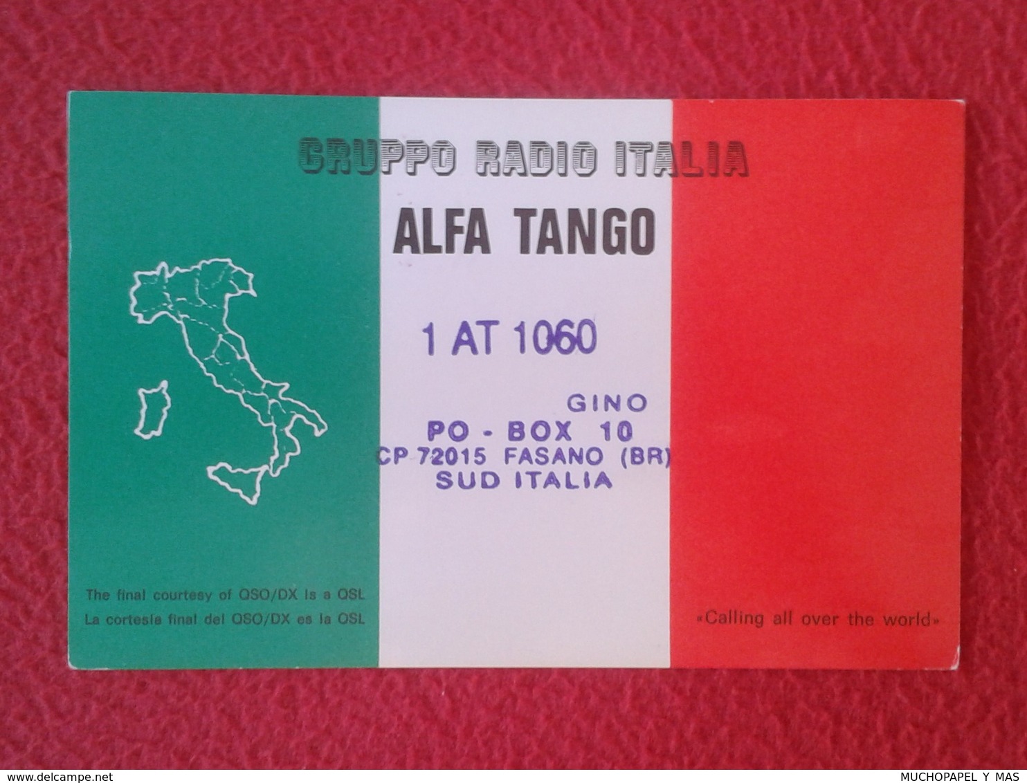 POSTAL POST CARD QSL RADIOAFICIONADOS RADIO AMATEUR GRUPPO ALFA TANGO ITALIA ITALY MAP MAPA CARTE POSTALE FLAG BANDERA.. - Otros & Sin Clasificación