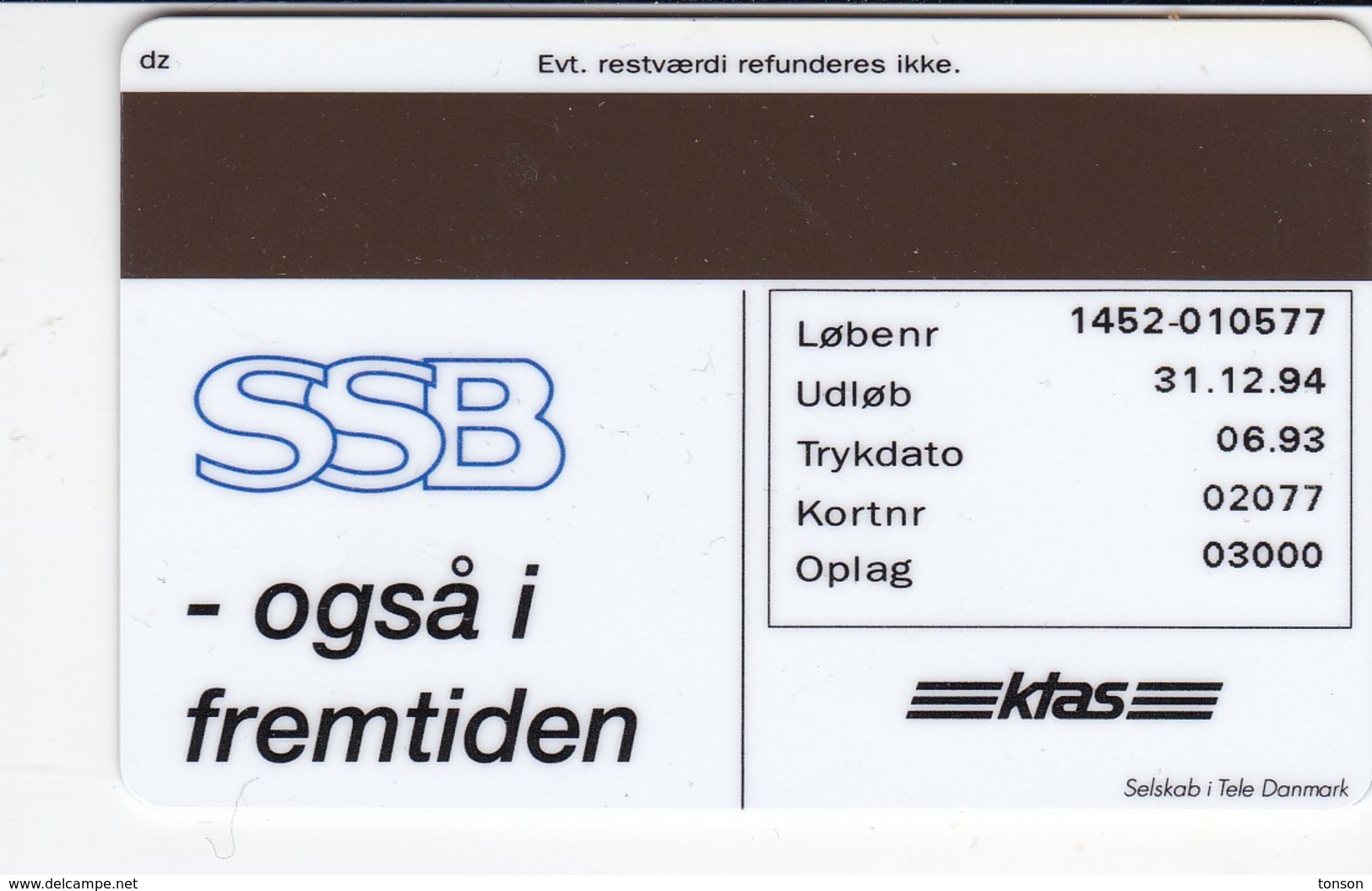 Denmark, KP 024, SSB, Storebælt, Bridge, Only 3.000 Issued, 2 Scans - Dänemark