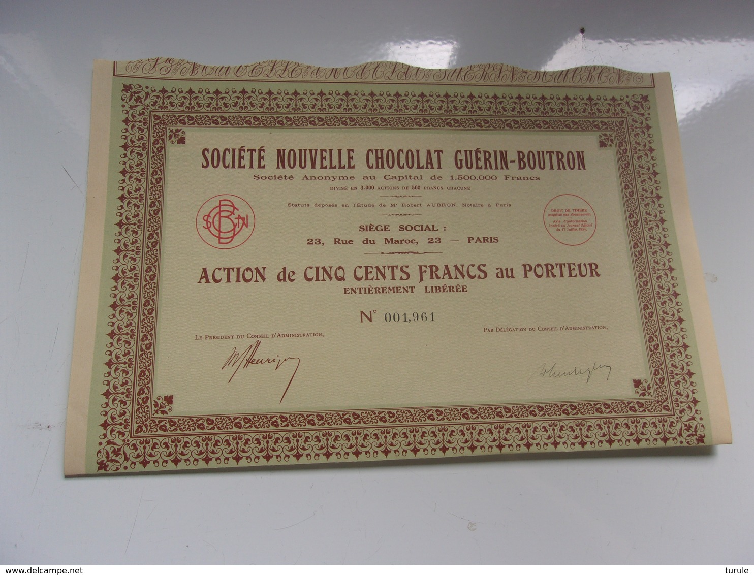 Chocolat Guérin Boutron (1934) - Otros & Sin Clasificación