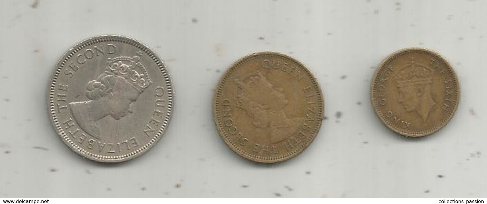 Monnaie , HONG KONG , 5 Cents 1949 , 10 Cents 1960 , 50 Cents 1961 , LOT DE 3 MONNAIES - Hong Kong