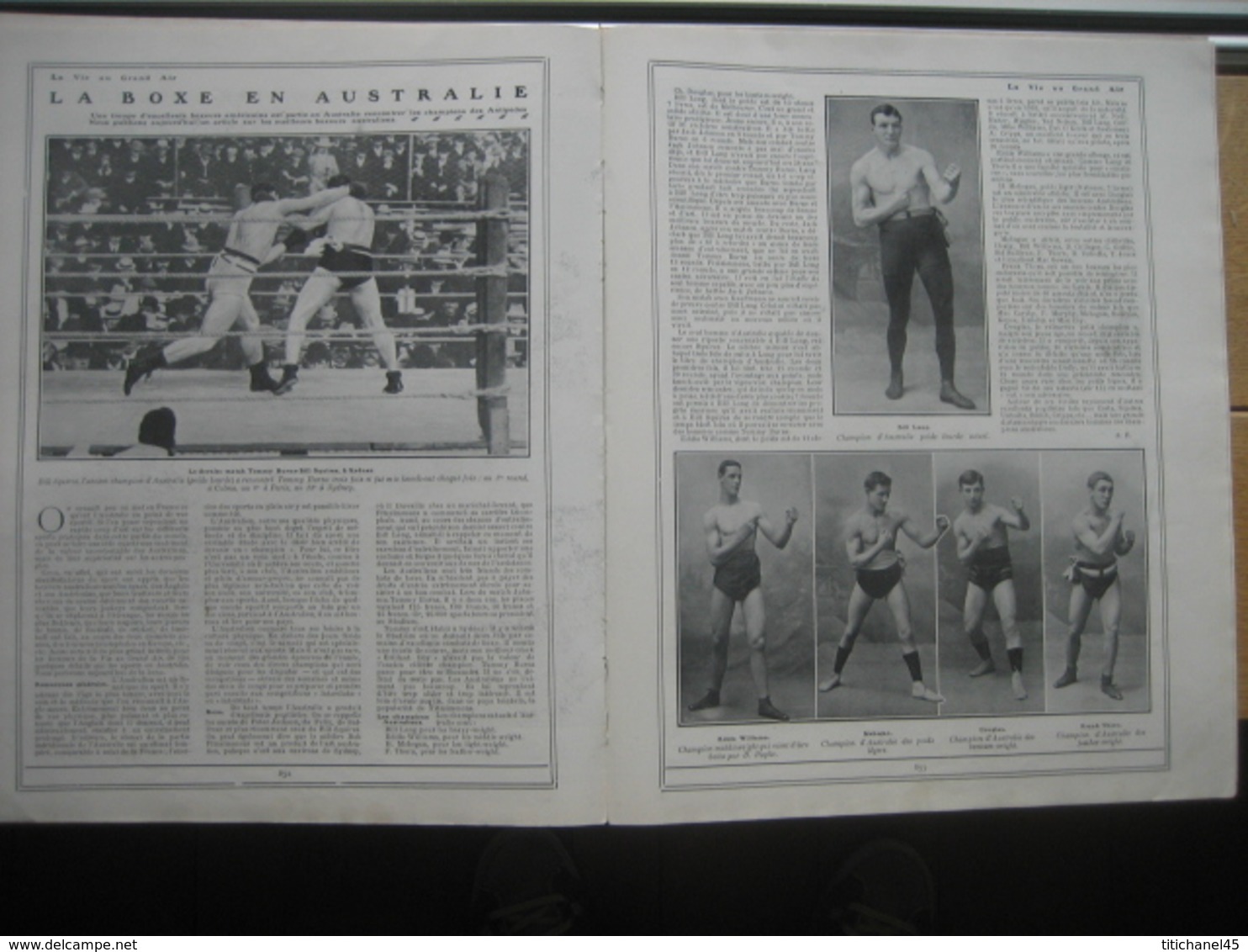 1910 LECAGNEUX-MARTINET-LATHAM-GRAHAME WHITE-LEBLANC/BOXE : Tommy BURNS-Bill SQUIRES/RUGBY :MATCH R.C.F. contre S.C.U.F.
