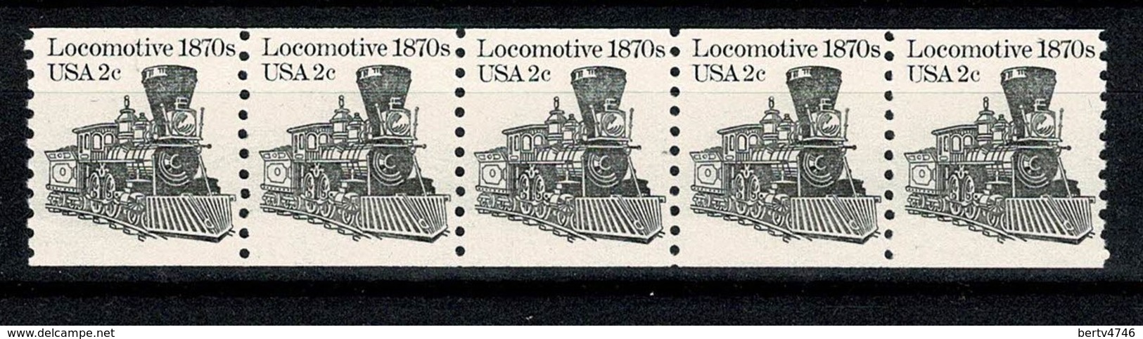 USA 1982 Sc 1897A**, Yv 1440** - Strip 5 MNH - Locomotive 1870s - Neufs