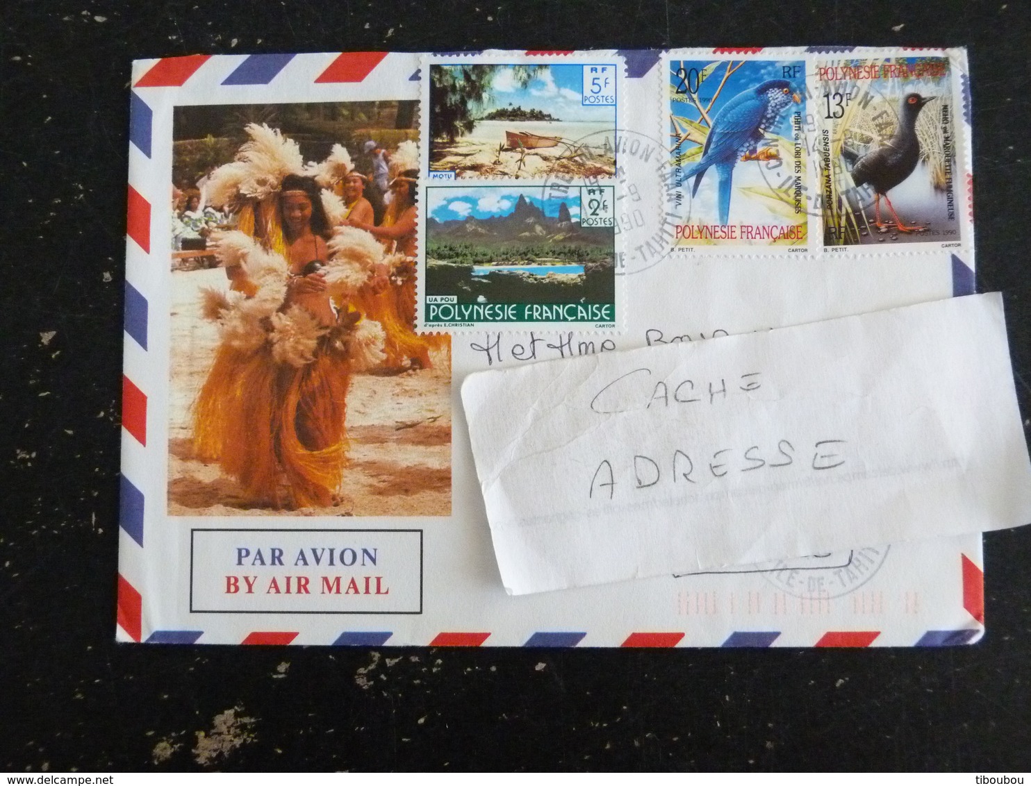 LETTRE POLYNESIE FRANCAISE AVEC YT 360 361 OISEAU BIRD MAROUETTE FULIGINEUSE ET LORI DES MARQUISES ET YT 252 ET 254 - Storia Postale