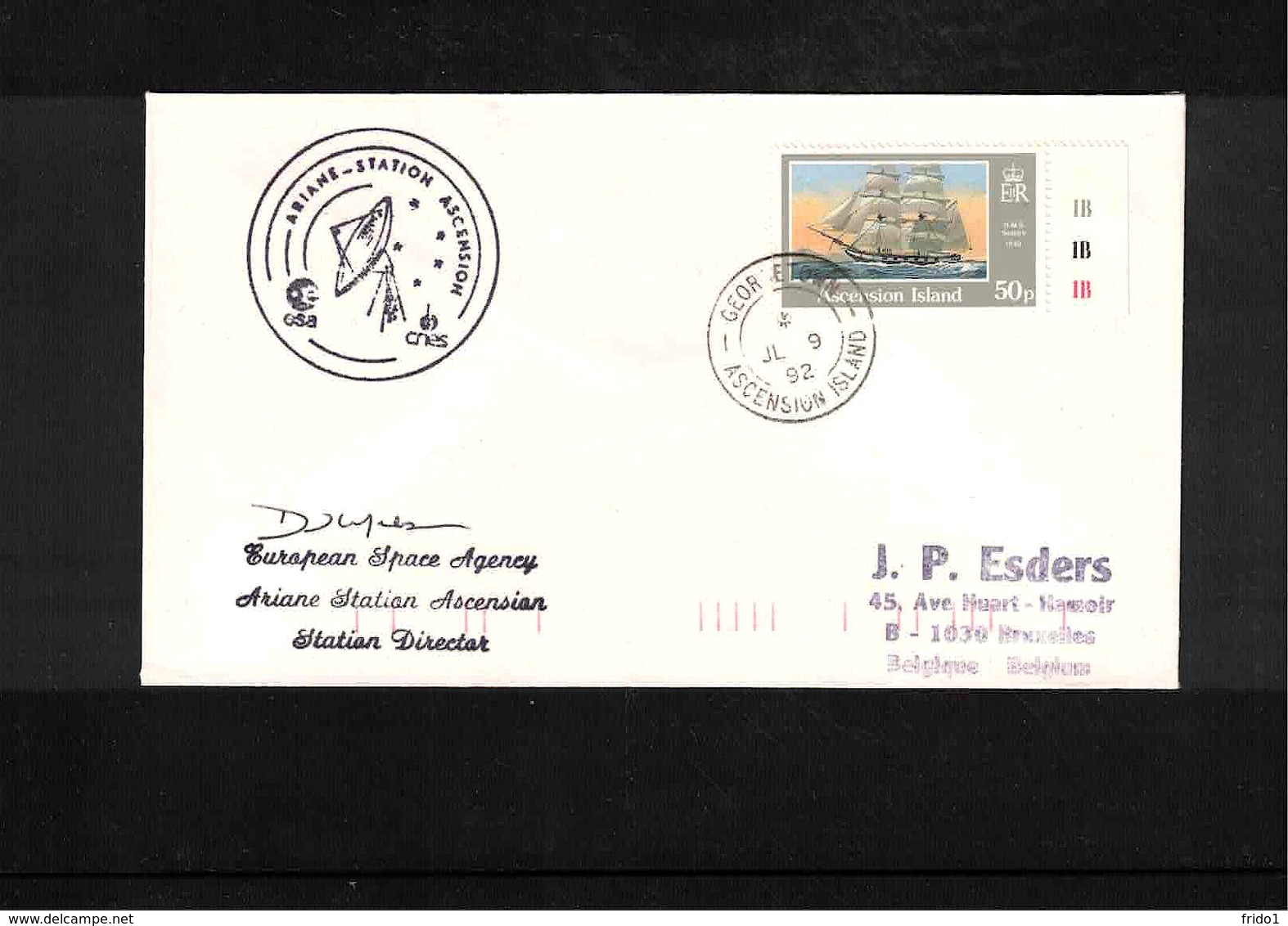 France / Frankreich + Ascension Island 1992 Space / Raumfahrt  Ariane Station Ascension Interesting Signed Cover - Europa