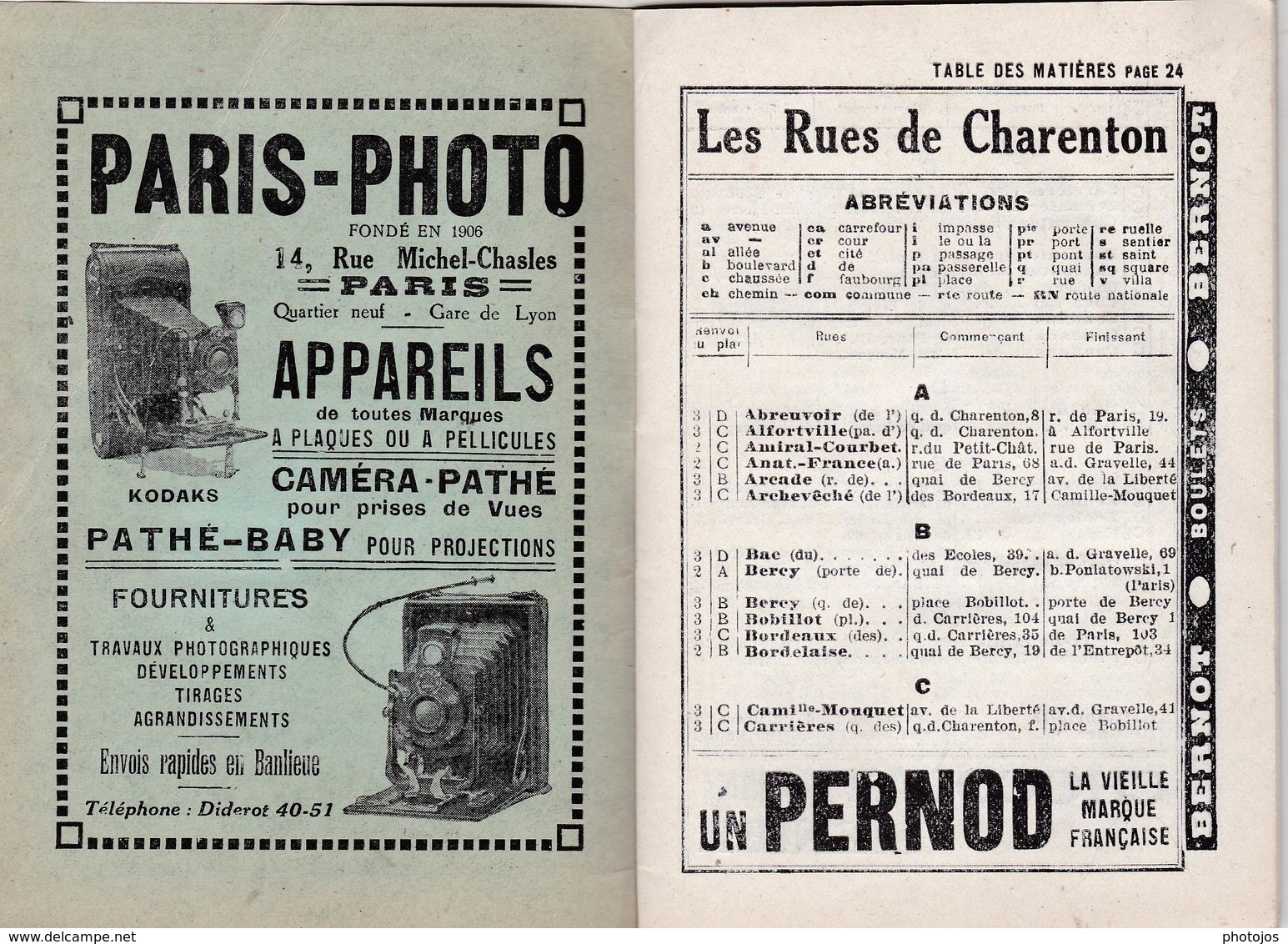 Les Guides Verts : Charenton Saint Maurice (94) Plan Rues Renseignements En 1928  Publicités Commerciales - Europe