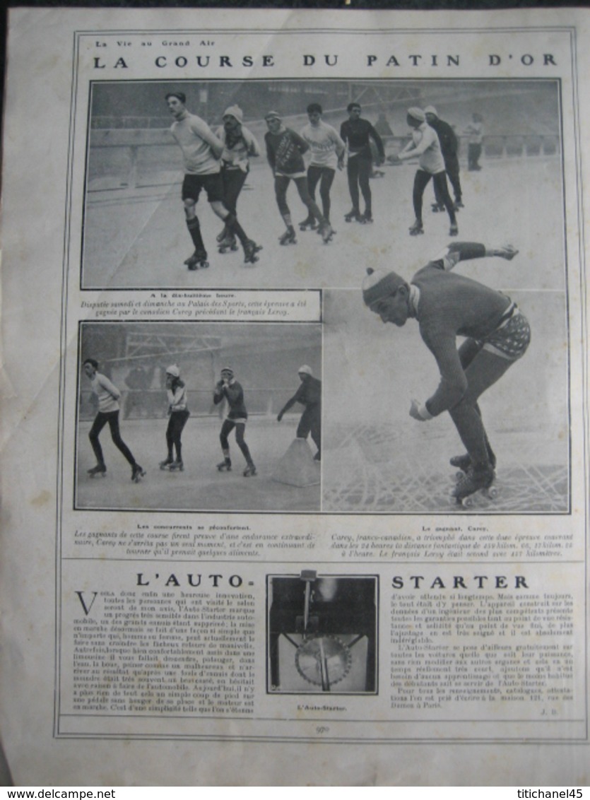 1910 COUPE MICHELIN : LEGAGNEUX/COUPE FEMINA : DUTRIEU / BOXE :MATCH FREDDY WELSH-DRISCOLL /Carrière de STANLEY KETCHELL