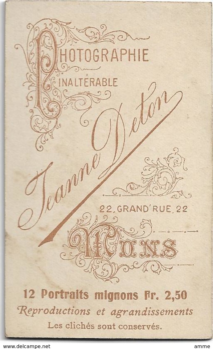 Mons *  Photographie Inaltérable - CDV Ancienne - Jeanne Deton (Grand'Rue, 22) Bébé - Antiche (ante 1900)