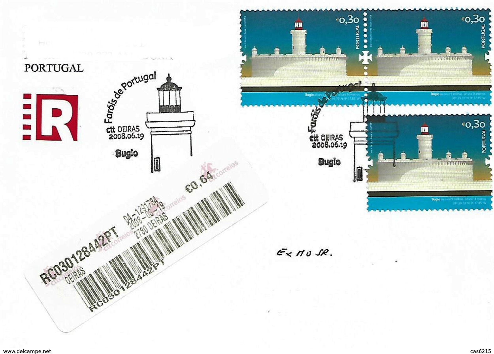 Portugal 2008 FDC Registado  "Farol Do BUGIO"  Com Carimbo De Oeiras - Lighthouses