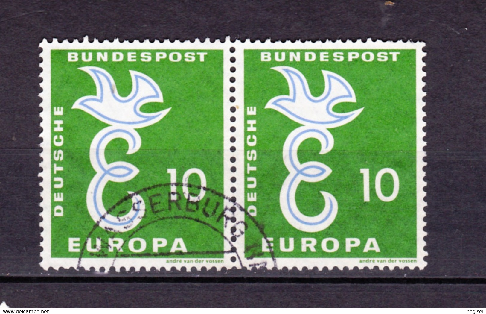 1958  CEPT, Deutsche Bundespost, 2er Streifen, Gebraucht - 1958