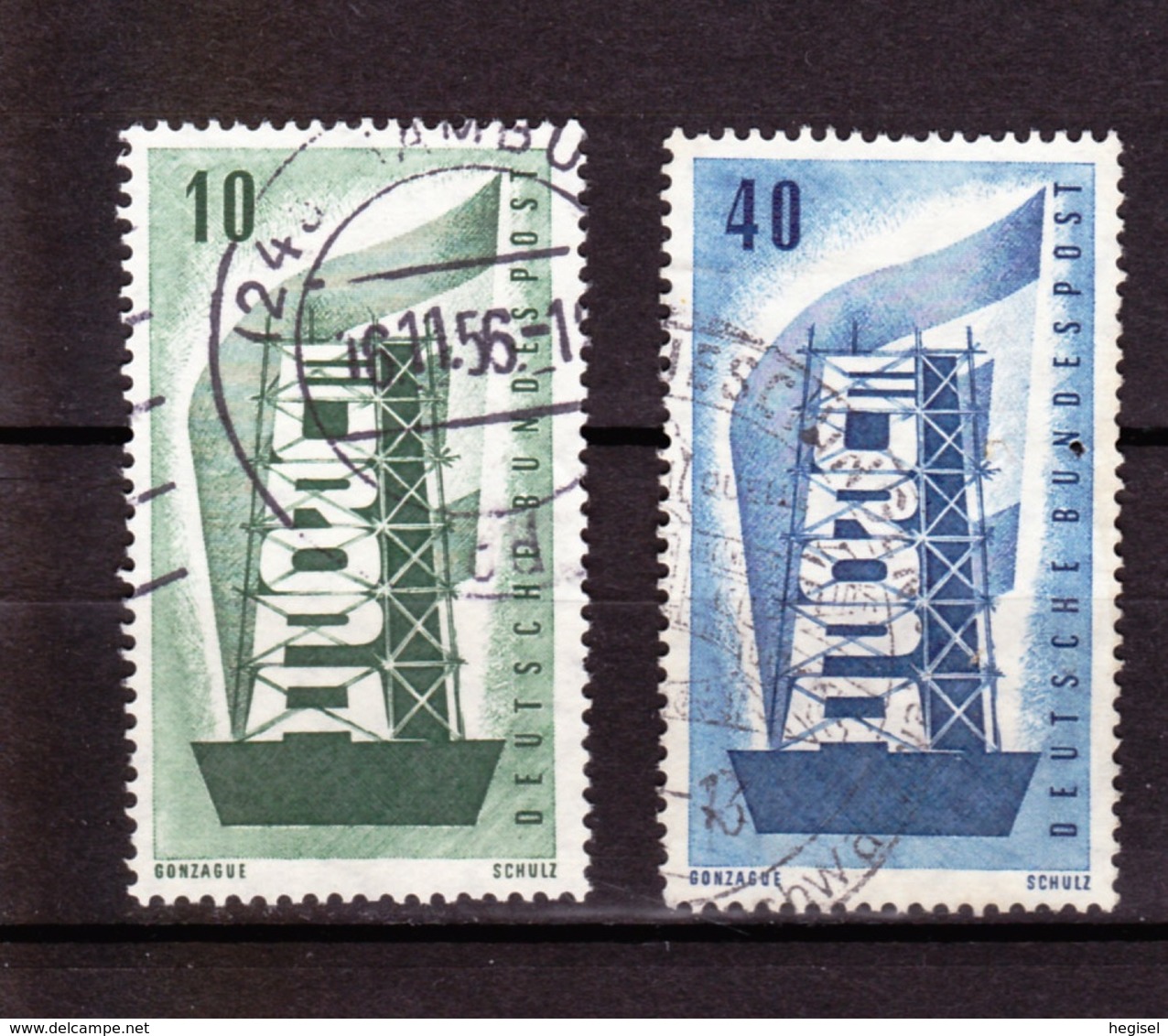 1956  CEPT, Deutsche Bundespost, 2 Werte, Gebraucht - 1956