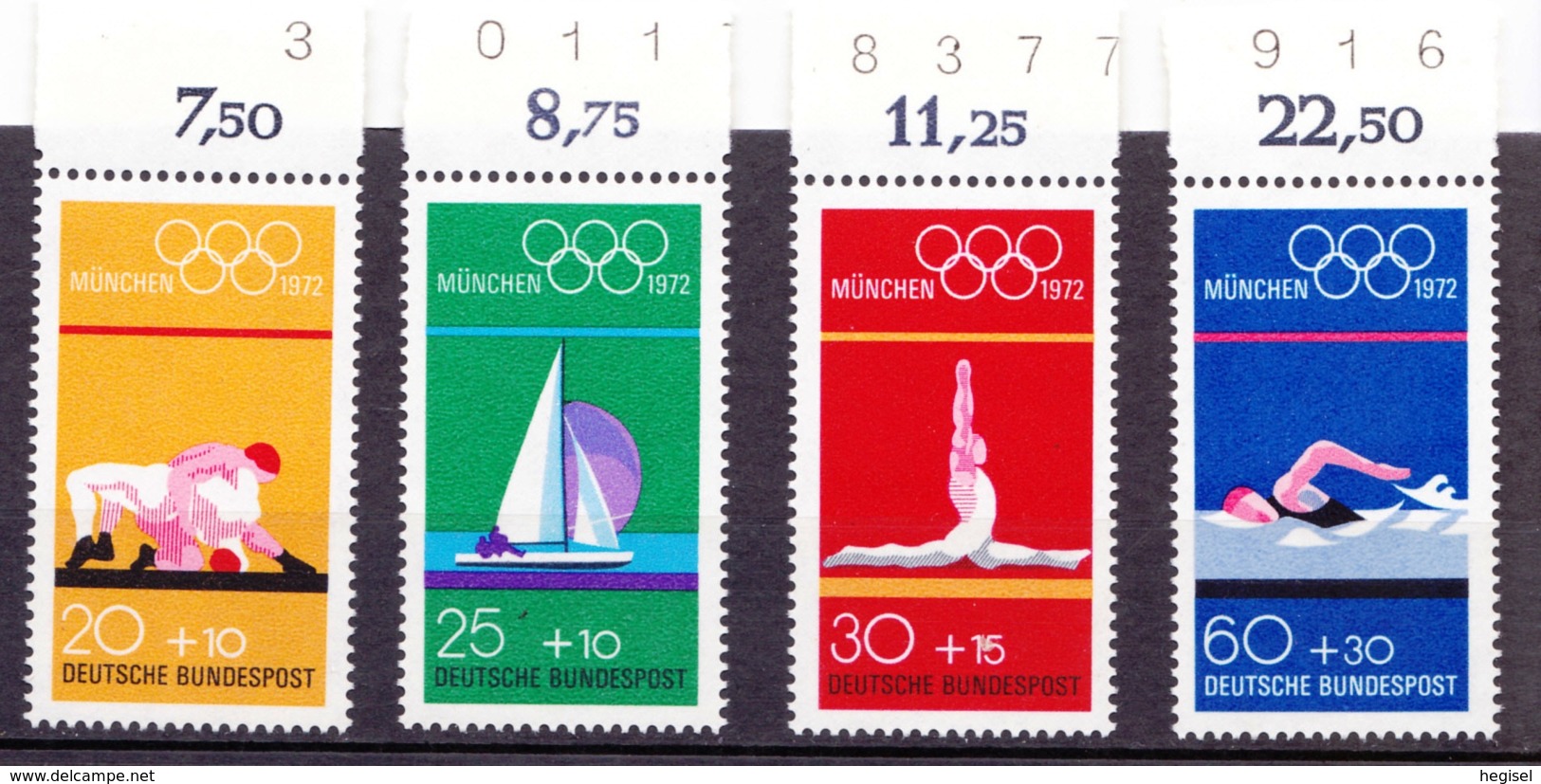 1972 München, Deutsche Bundespost, 4 Werte, Postfrisch - Sommer 1972: München