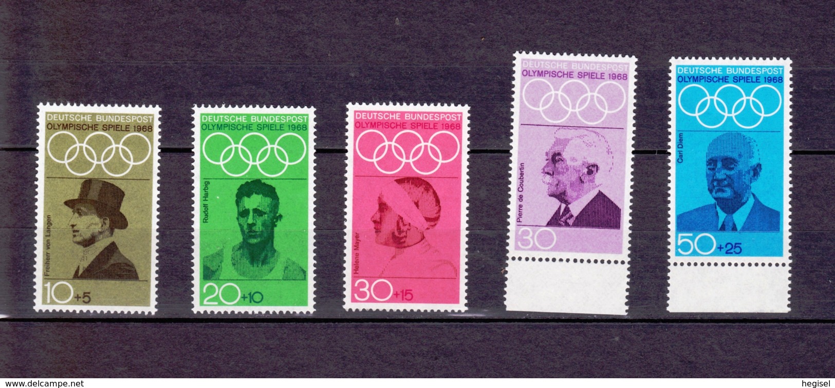 1968  Olympische Sommerspiele, Mexiko (5 Werte), Deutsche Bundespost, Postfrisch - Sommer 1968: Mexico