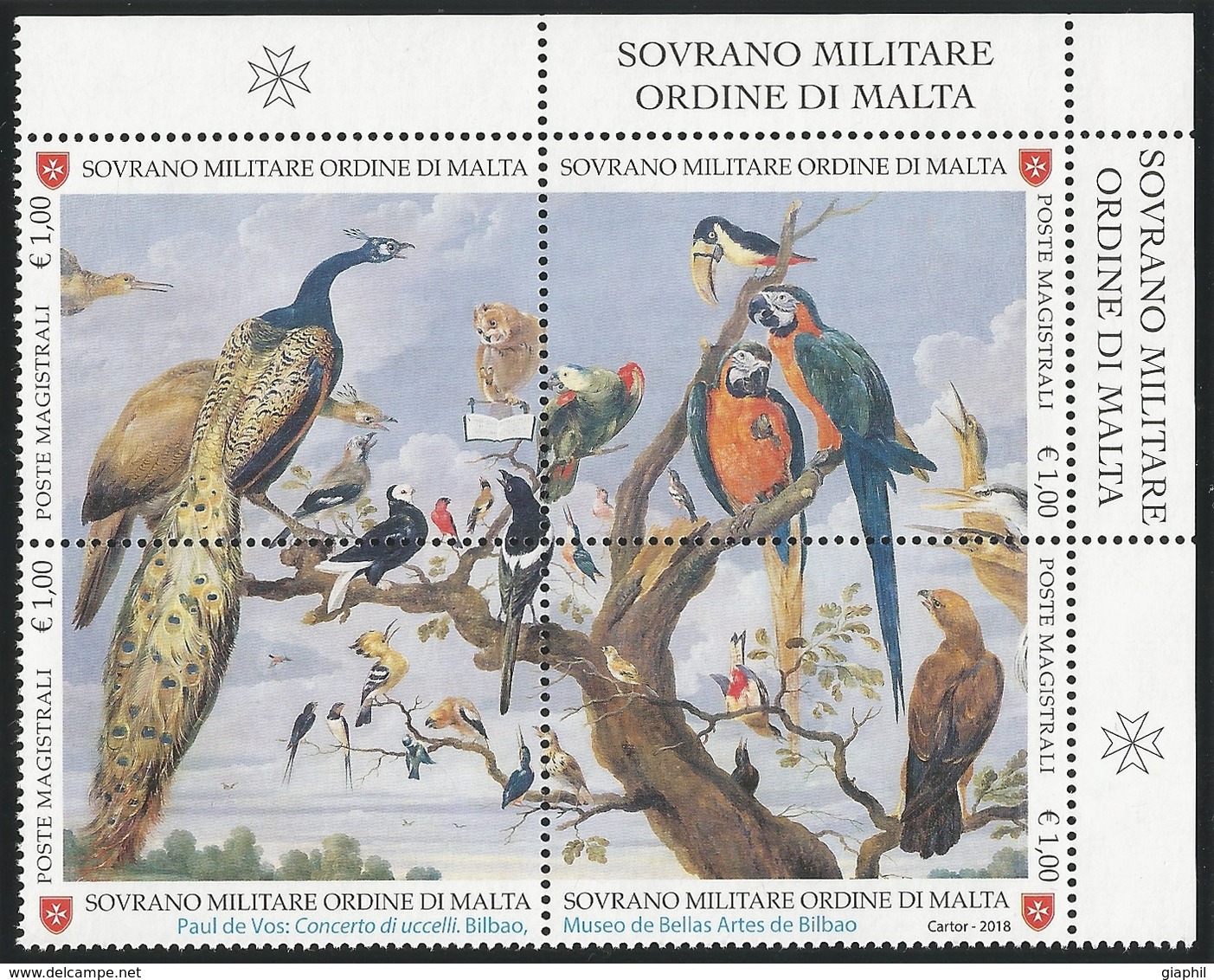 SMOM - ORDINE DI MALTA 2018 SERIE NATURA E ARTE 80% DEL FACCIALE! - Malte (Ordre De)