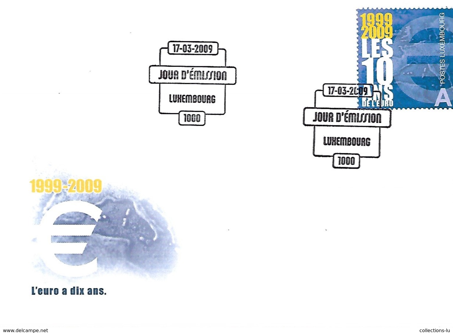 FDC - JOUR D'ÉMISSION   17-3-2009  -   L'EURO A DIX ANS - FDC