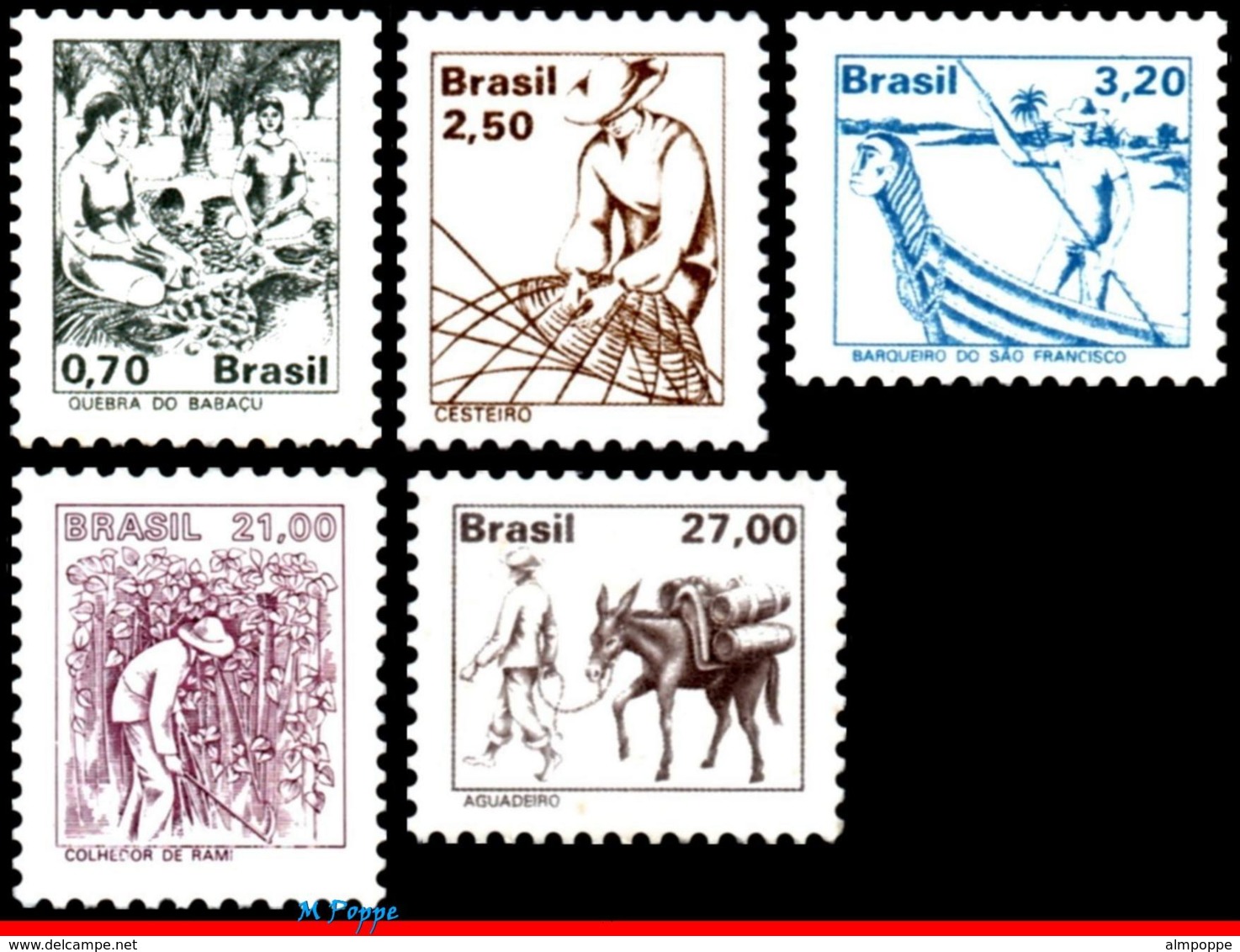 Ref. BR-1653-57 BRAZIL 1979 JOBS, NATIONAL PROFESSIONS,, SET COMPLETE MNH 5V Sc# 1653-1657 - Autres & Non Classés