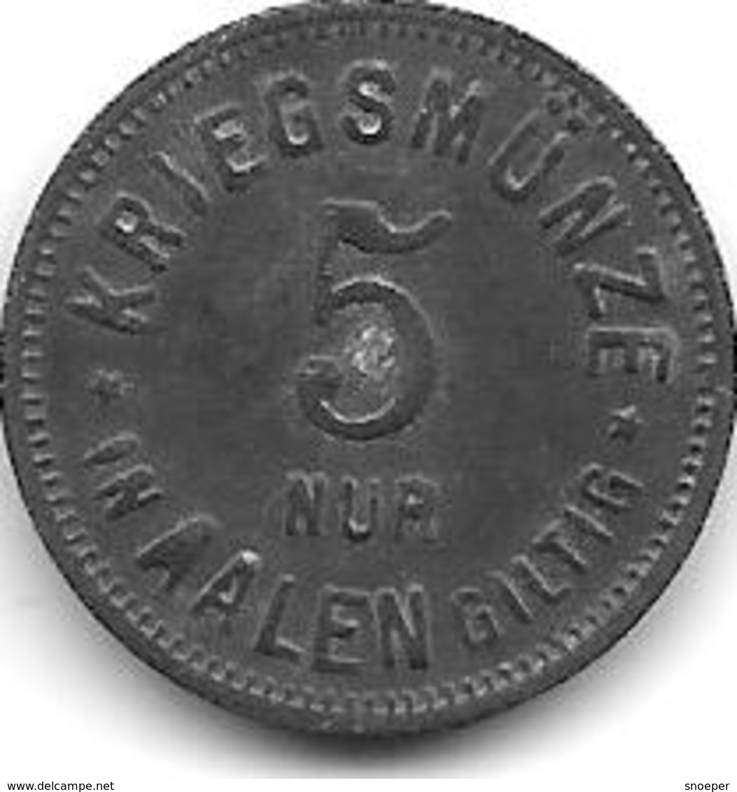 *notgeld   Aalen 5 Pfennig 1917  Zn    74.1 /F 2.1 - Other & Unclassified