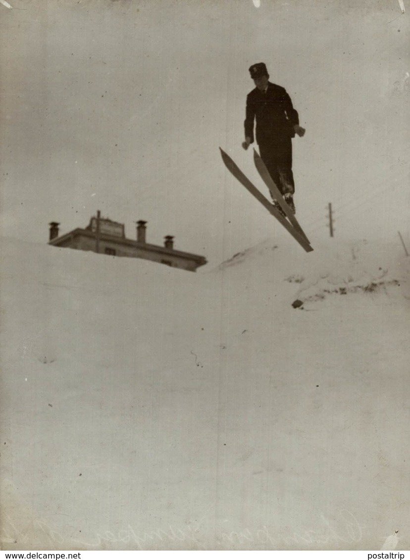 Switzerland ST MORITZ JOSEPH SPADA CHAMPION SKI JUMPER SUIZA SUISSE    16*12CM Fonds Victor FORBIN 1864-1947 - Deportes