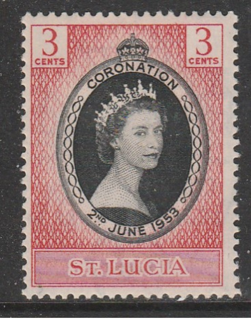 ST Lucia 1953 The Coronation Of Queen Elizabeth II 3C Red/black SW 145 M/M - St.Lucia (...-1978)