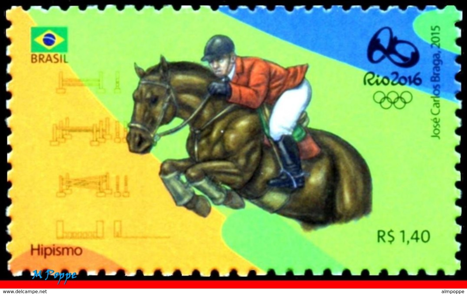 Ref. BR-OLYM-E24 BRAZIL 2015 SPORTS, OLYMPIC GAMES, RIO 2016,, HORSES, STAMPS OF 3RD & 4TH SHEET, MNH 3V - Horses