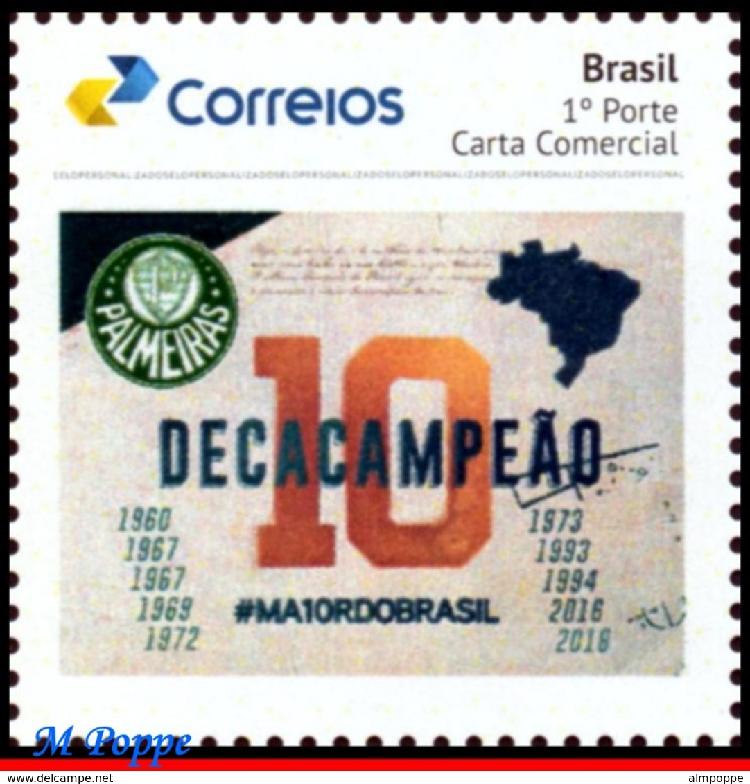 Ref. BR-V2019-50-F BRAZIL 2019 - FOOTBALL SOCCER, 10TH PALMEIRAS, CHAMPIONSHIP, FAMOUS CLUBS, SHEET MNH,12V - Blocs-feuillets