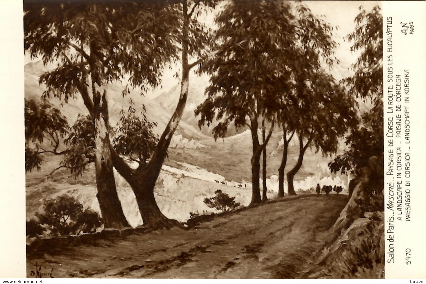 CORSE - Carte-Photo Peinture O. Mascré - La Route Sous Les Eucalyptus - Andere & Zonder Classificatie