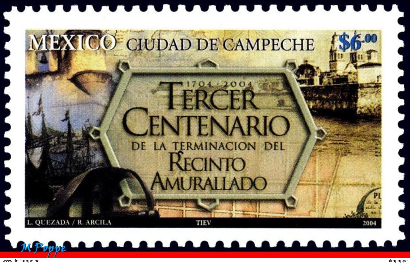 Ref. MX-2379 MEXICO 2004 CITIES, TERM.OF WALLED DISTRICT, OF CAMPECCHE, MI# 3090, MNH 1V Sc# 2379 - Mexique