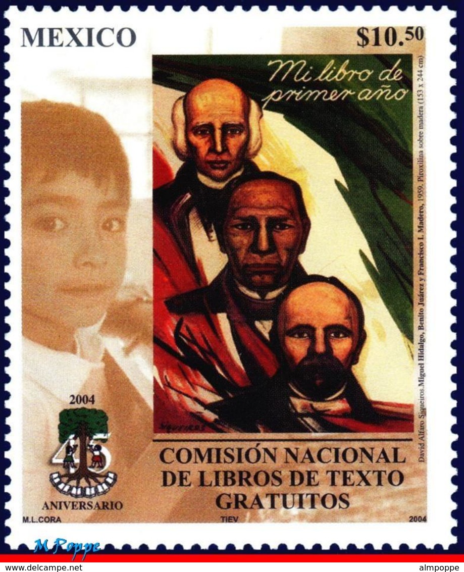 Ref. MX-2390 MEXICO 2004 EDUCATION, NATL.FREE TEXTBOOK COMMI., 45TH ANNIV., MNH 1V - México