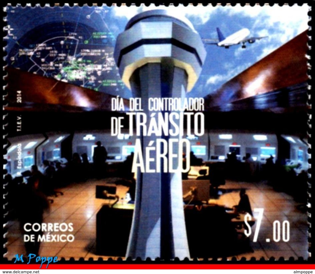 Ref. MX-2895 MEXICO 2014 PLANES, AVIATION, DAY OF AIR TRAFFIC, CONTROLLER, MNH 1V Sc# 2895 - Messico