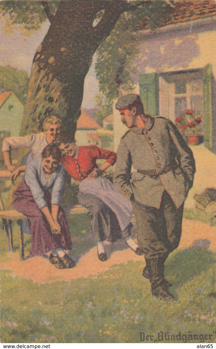 Artist Image 'Der  Blindgänger' 'The Dud' Women Laugh At Soldier, C1900s/10s Vintage Postcard - Humor