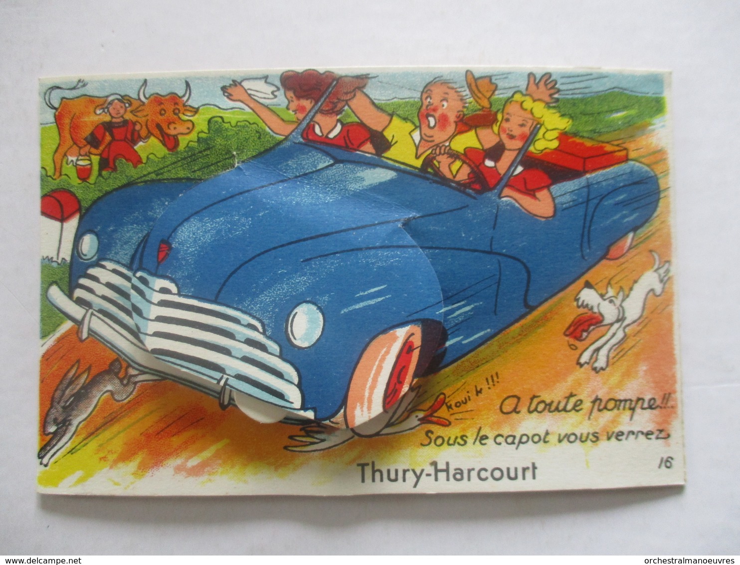 CPA Cpsm POSTCARD 14 THURY HARCOURT RARE CPA A SYSTEME DEPLIANT TBE COMME NEUVE Automobile Car - Thury Harcourt