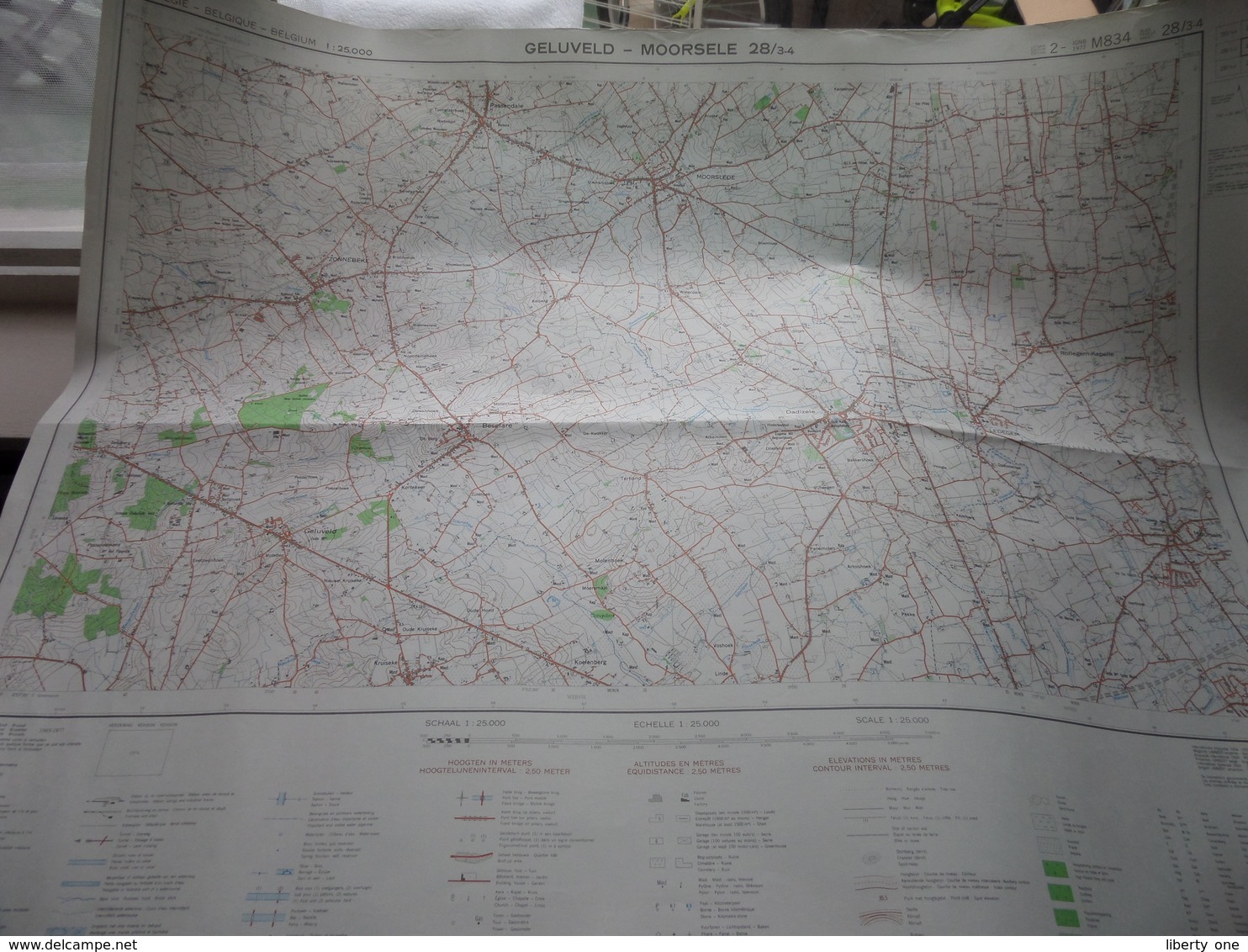 GELUVELD - MOORSELE () Anno IGMB 1977 - Schaal / Echelle / Scale 1: 25.000 ( Edit. 2 - M834 28/3-4 ) Zwarte Bol ! - Geographical Maps