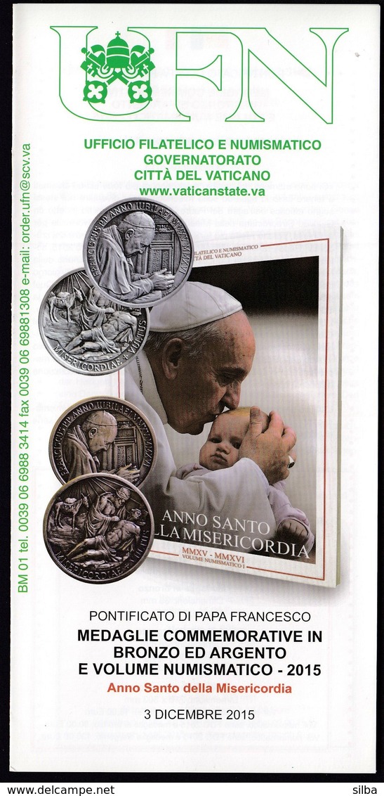 Vatican 2015 / Commemorative Bronze And Silver Medals And Numismatic Album / Prospectus, Leaflet - Cartas & Documentos
