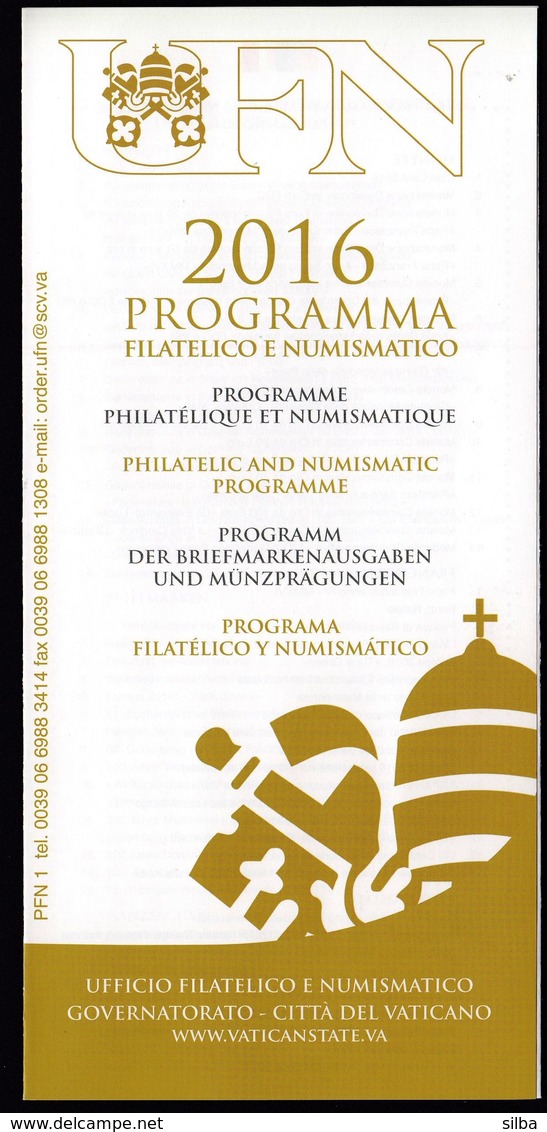 Vatican 2016 / Philatelic And Numismatic Programme / Prospectus, Leaflet - Covers & Documents