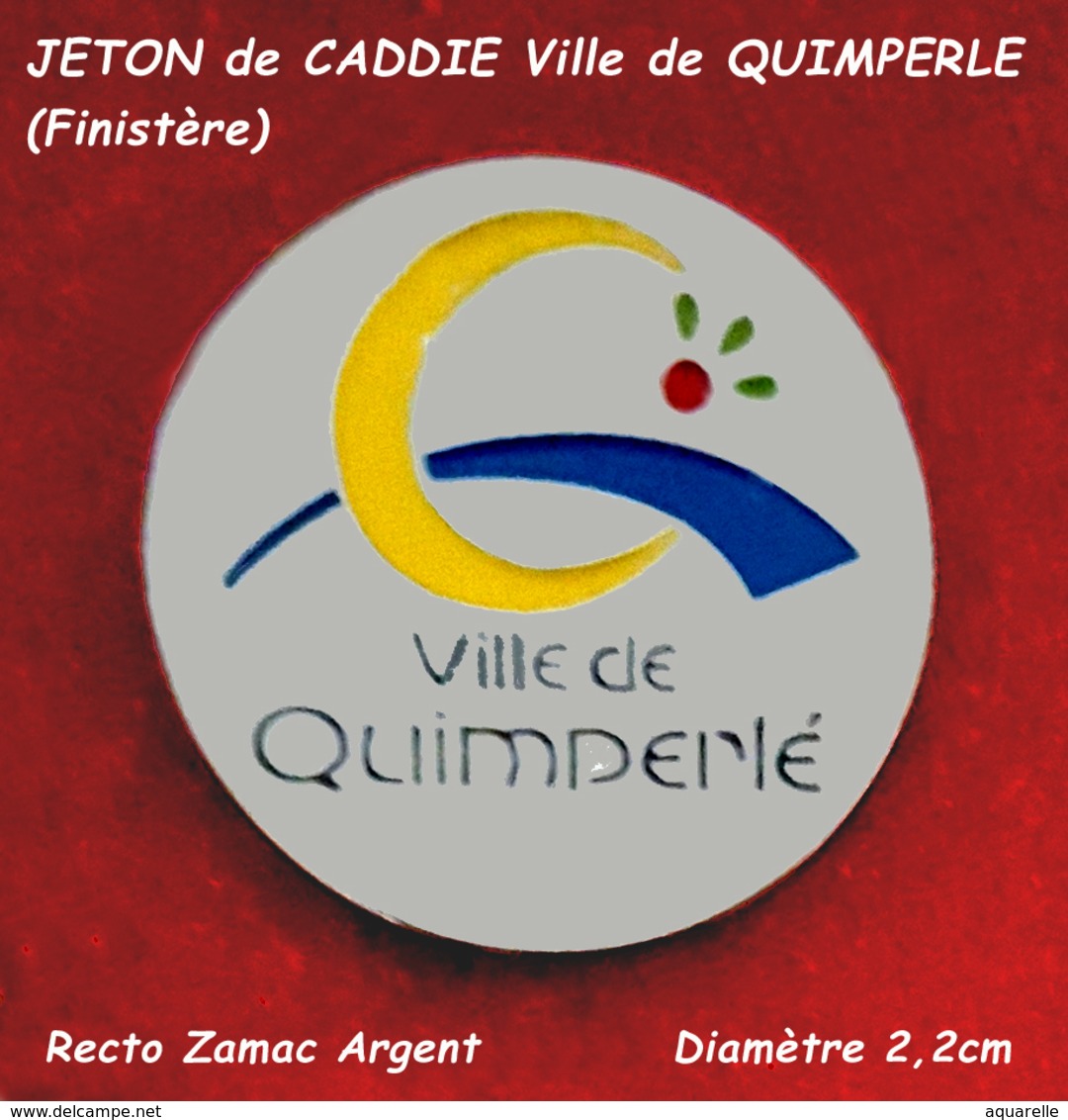 SUPERBE JETON De CADDIES : LOGO De La VILLE De QUIMPERLE En BRETAGNE Années 80, Zamac Argent Diamètre 2,2cm - Jetons De Caddies