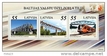 Latvia 2012 Bridges And Train Of Baltic States  - Joint Issue Estonia, Lithuania S/S MNH - Latvia