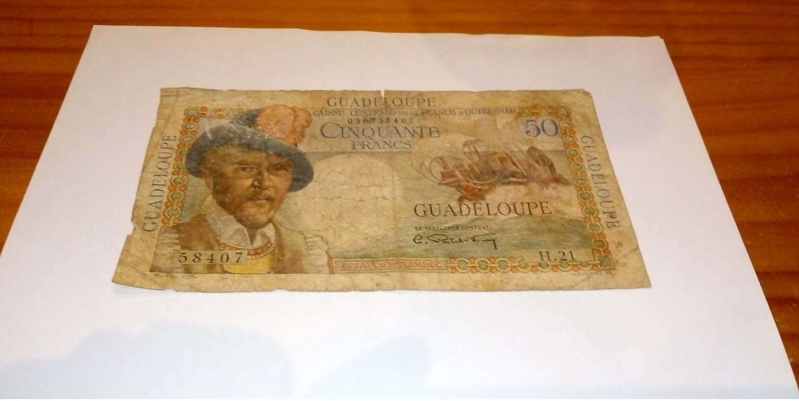 Billet Ancien Guadeloupe De 50 Francs - Autres & Non Classés