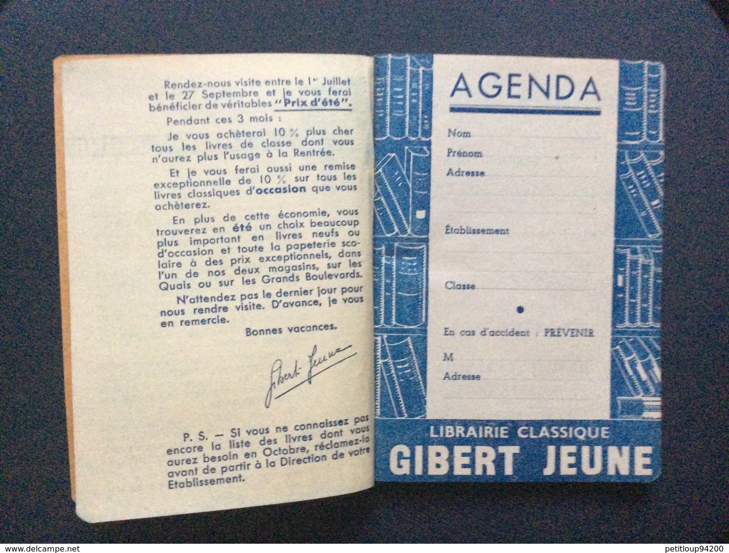 GIBERT JEUNE  Agenda Photo-Guide  ANNÉE 1952  Agenda Vierge - Blank Diaries