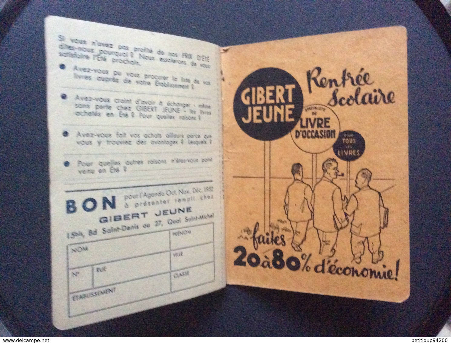 GIBERT JEUNE  Agenda Photo-Guide  ANNÉE 1952  Agenda Vierge