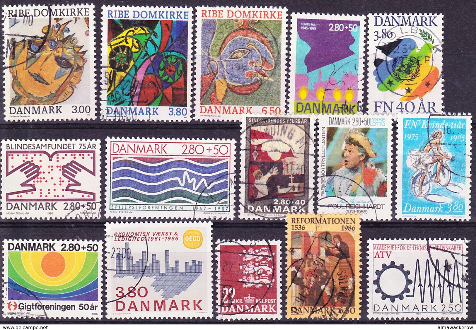 2019-0190 Denmark 1986-87 Lot Of Commemorative Key Values Used O - Gebraucht