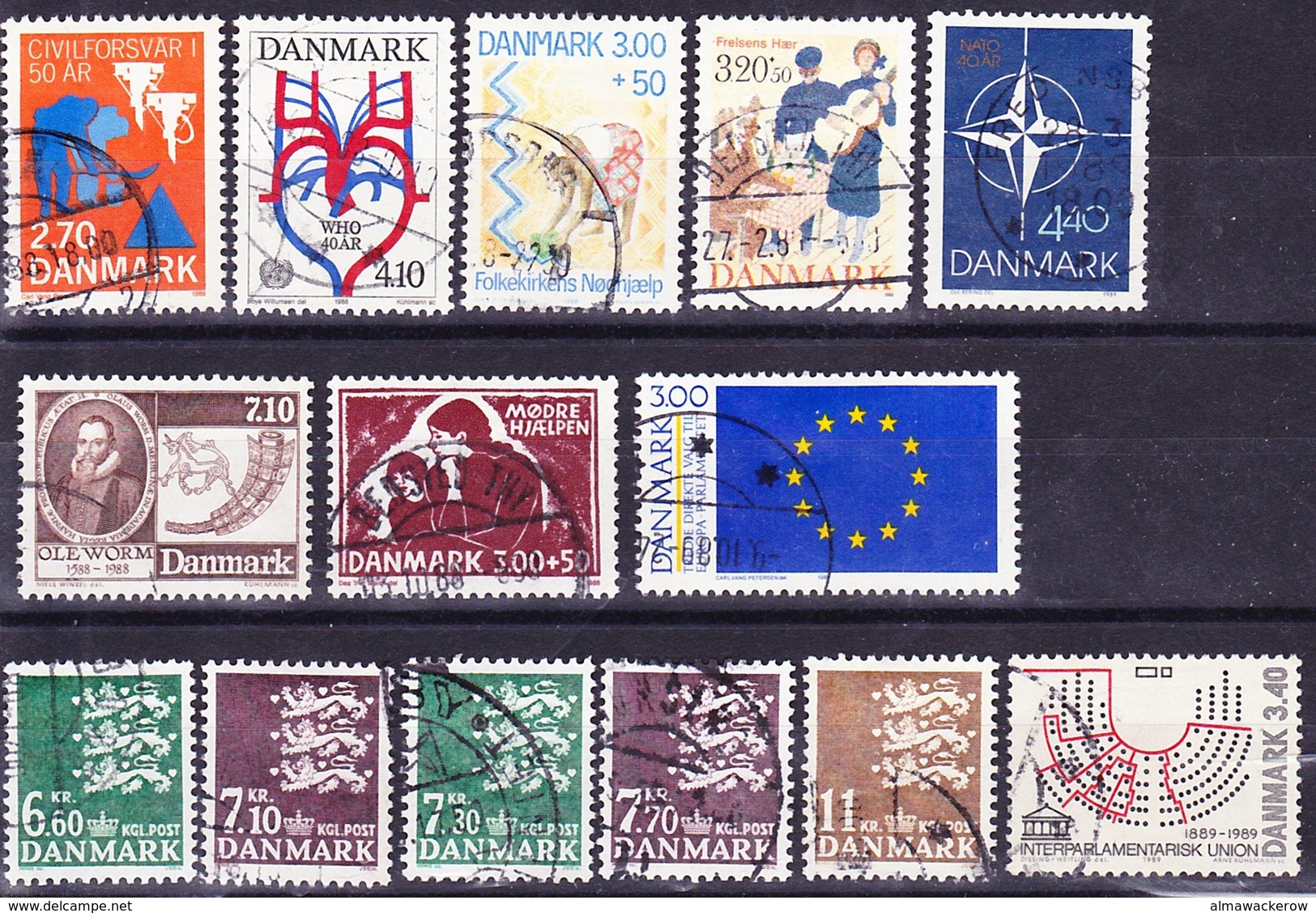 2019-0191 Denmark 1988-89 Lot Of Commemorative And Definitives Key Values Used O - Gebraucht