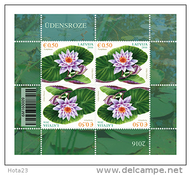 2016 Latvia Lettland Lettonie Water Lilly Flower Stamp MNH  Mini Sheet 4 Stamps - Letland