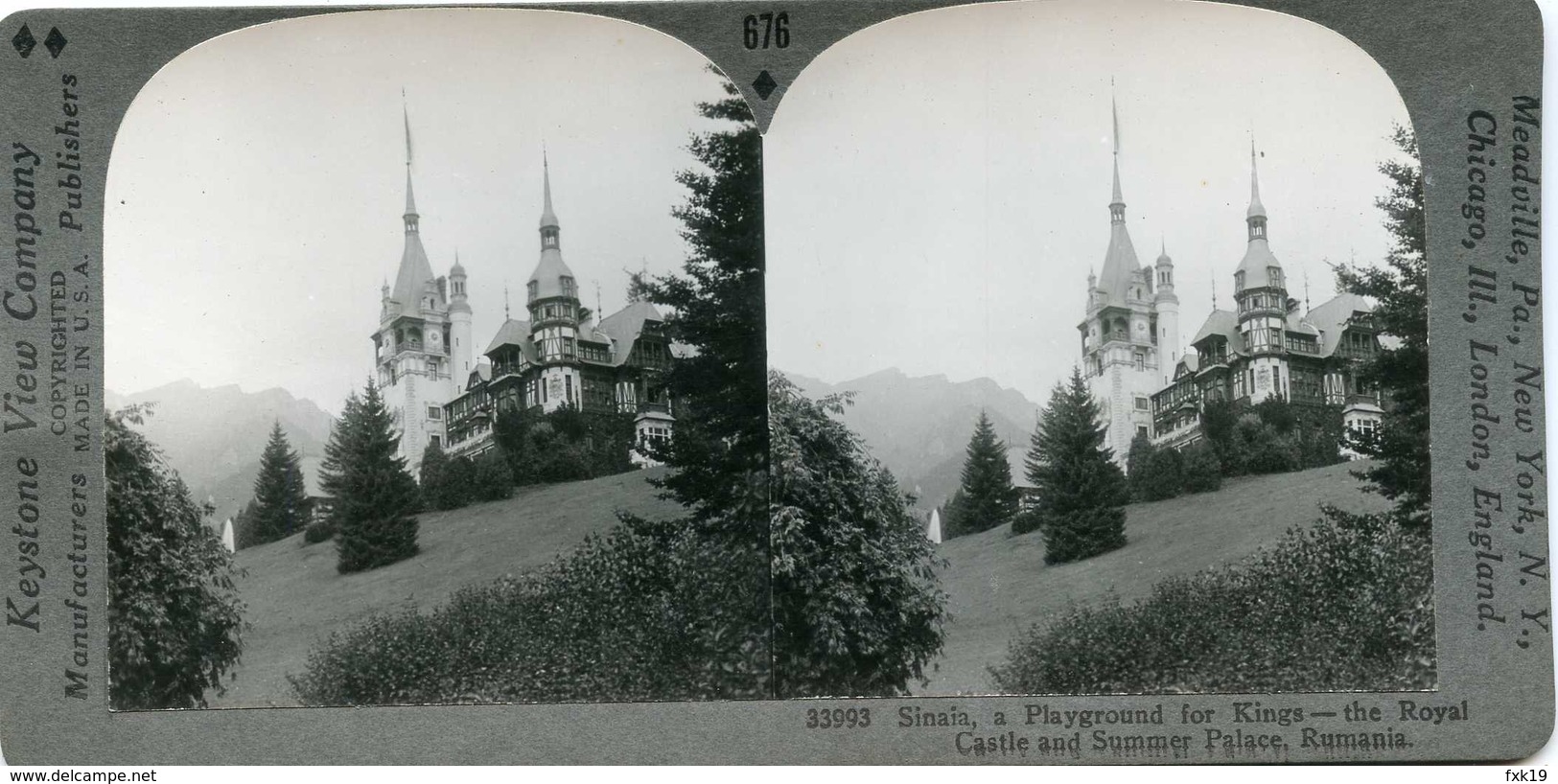 Romania ~ SINAIA ~ Royal Castle & Summer Palace Stereoview 33993 676x NEAR MINT - Photos Stéréoscopiques