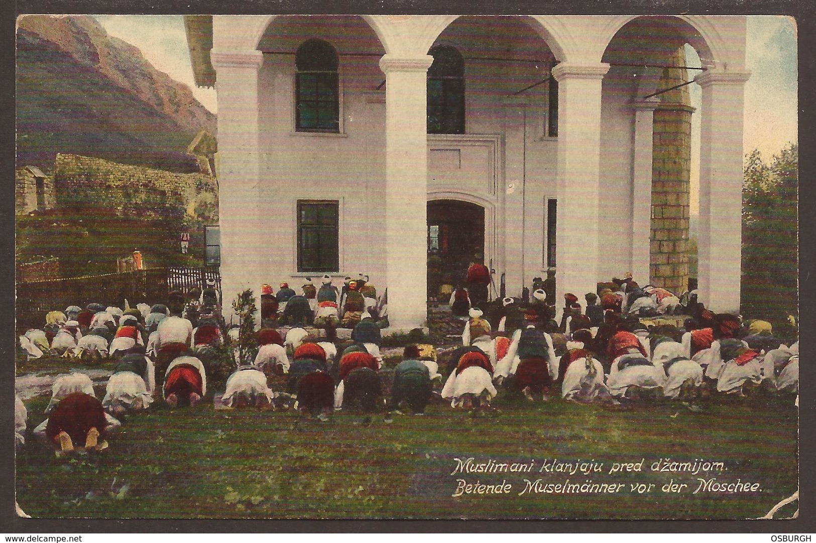 AUSTRIA / BOSNIA. 1910. POSTCARD OF MUSLIMS AT PRAYER OUTSIDE. BRCKO CANCEL. USED. - Bosnia And Herzegovina