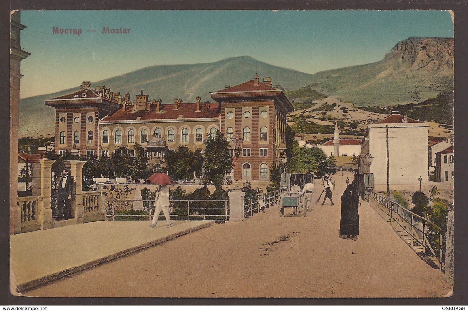 AUSTRIA / BOSNIA. 1913. POSTCARD OF MOSTAR. BOXED CANCEL OF MOSTAR. USED. - Bosnia And Herzegovina