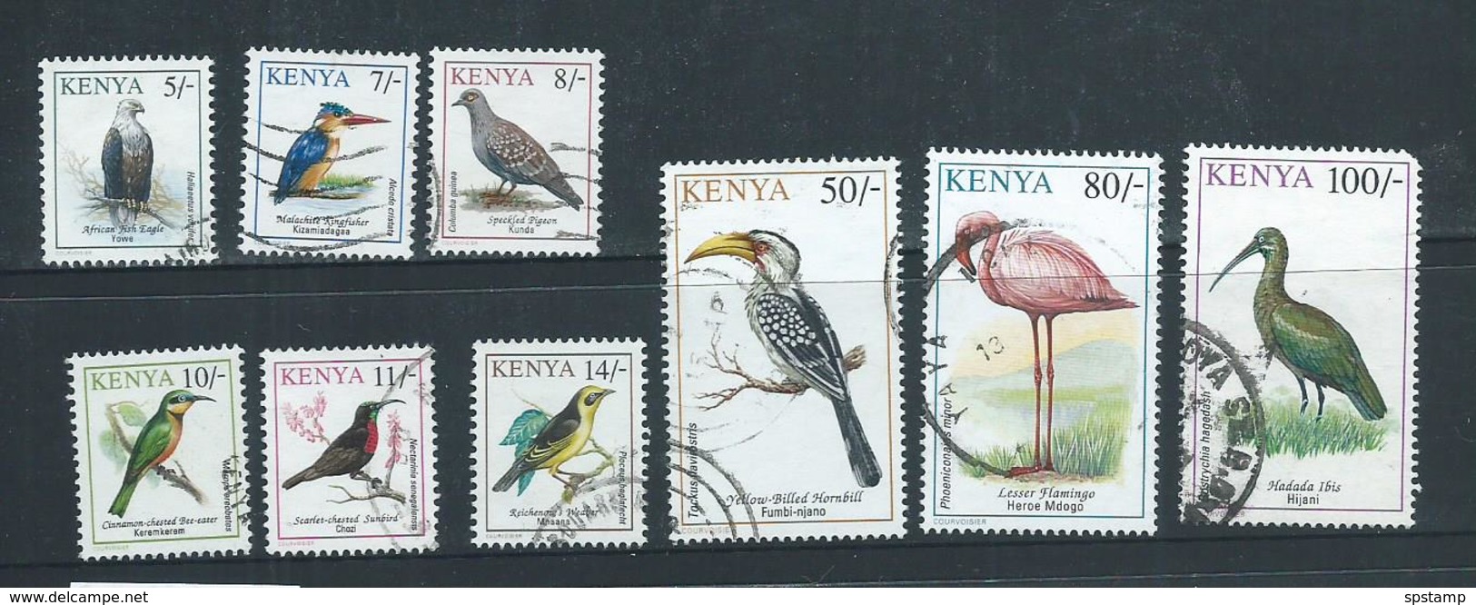 Kenya 1993 Birds Part Set Of 9 5/- To 100/- FU , One With Rounded Corner - Kenya (1963-...)