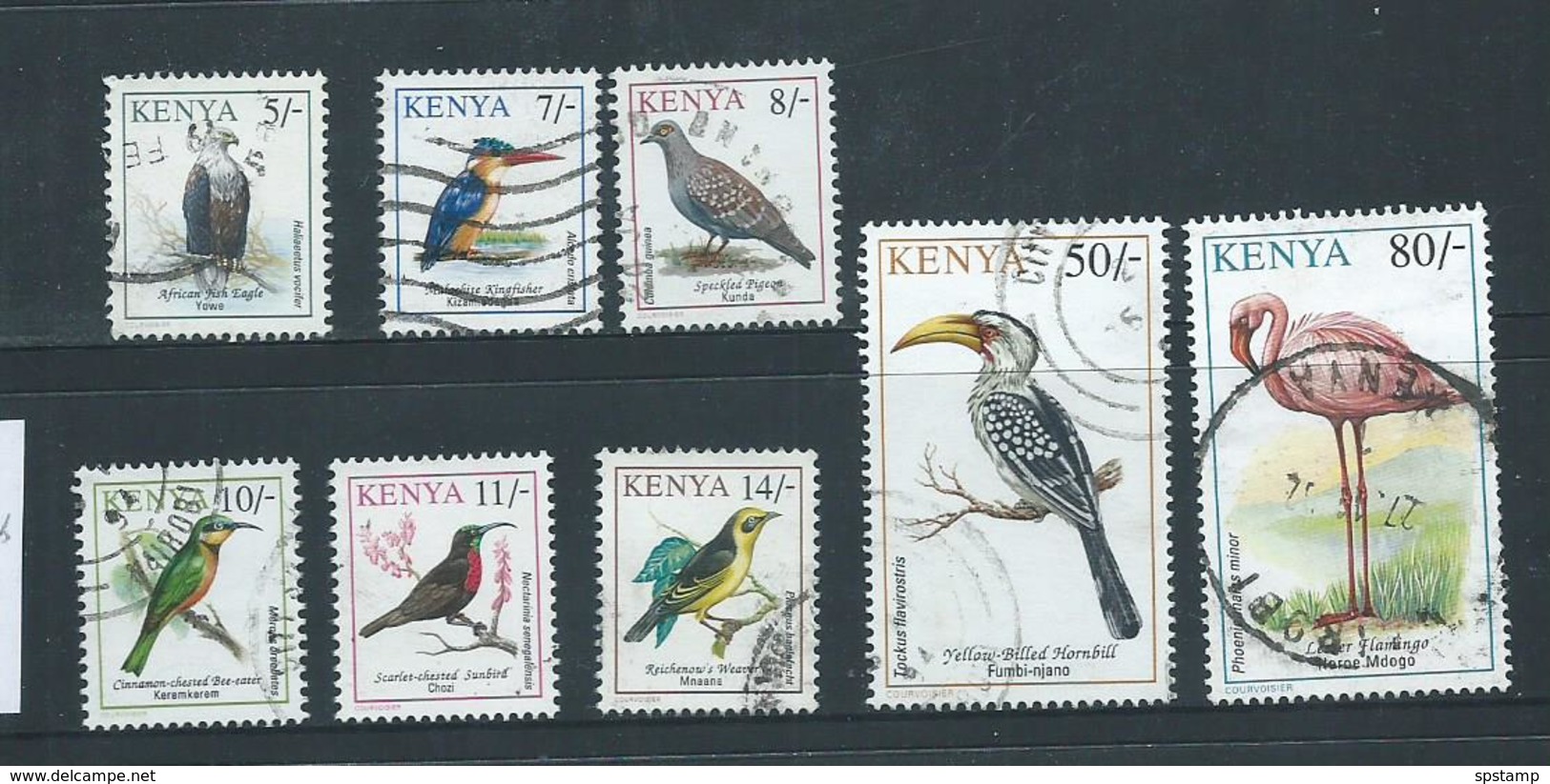 Kenya 1993 Birds Part Set Of 8 5/- To 80/- FU - Kenya (1963-...)